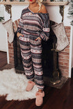 Christmas Snowflake Print Long Sleeve and Joggers Lounge Set