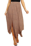 Fashion Print Side Slit Pleated Maxi Skirt