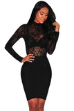 Sheer Mesh Geometric Velvet Bodysuit
