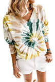 Casual Tie-dye V Neck Pullover Sweatshirt