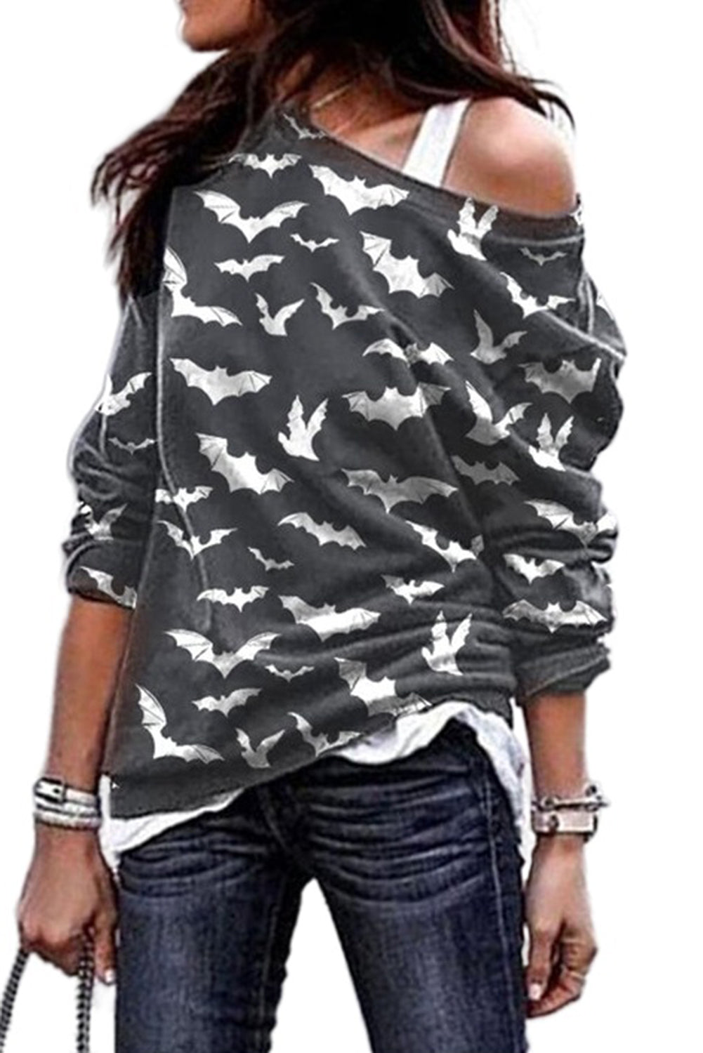 Navy Bat Print Sweatshirt