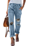 Plaid Patches Cotton Pocketed Denim Jeans