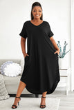 Plus Size V Neck Short Sleeve Maxi Dress with Slits