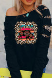 Letter Leopard Serape Print Cut-out Graphic Sweatshirt