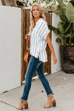 Striped Short Sleeve Buttoned Pocket Shirt