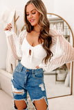 Front Knot Lace Long Sleeve Bodysuit