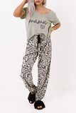 Print V Neck Elastic Waist Loose Lounge Set