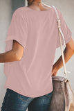 Plain Crew Neck Short Sleeve Twist Tee