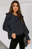 Smocked Ruffle Trim Blouse