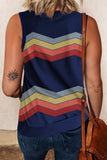 Crew Neck Colorblock Stripes Tank Top