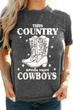 WILD WEST RODEO Letter Western Pattern Print Graphic T Shirt