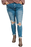 Ripped High Rise Skinny Plus Size Jeans