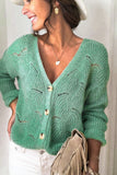 V Shaped Neckline Buttoned Knit Sweater