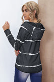 Tie-dye Stripe Button Drawstring Hoodie