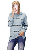 Tie-dye Striped Drawstring Hoodie with Side Split