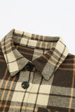 Khaki Grid Print Boyfriend Shirt Coat