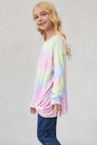 Tie Dyed Twist Knot Girl's Long Sleeve Top