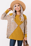 Tribal Geometric Print Ribbed Knit Top