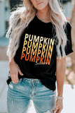 PUMPKIN SEASON Letter Print Short Sleeve T Shirt