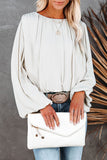 Crew Neck Billowy Sleeve Blouse