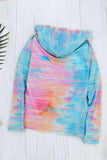 Multicolor Tie Dyed Pocket Pullover Hoodie