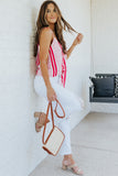 Boho Print V Neck Front Buttons Thin Straps Tank
