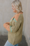 color Color Mixed Fringe Pullover Plus Size Sweater