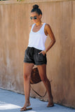Casual Pocketed Frayed Denim Shorts