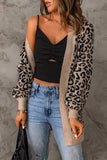 Leopard Knit Open Front Long Cardigan