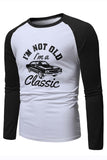 Men's Letter Car Print Color Block Long Sleeve Top