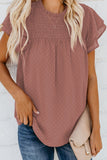 Tiered Sleeve Frilled Neck Dotted Top