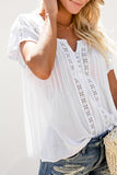 Crochet Eyelet Short Sleeves Top