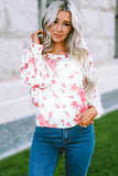 Round Neck Bishop Sleeves Floral Blouse