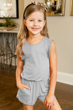 Salmon Ruffled Sleeveless Kids' Romper