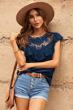 Lace Splicing Ruffled Short Sleeve T-shirt