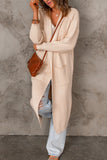 Beige Rib Knitted Drop Sleeve Open Front Cardigan
