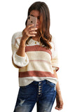 V-neck Knitted Lantern Sleeve Pullover Sweater