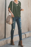 Plain Crew Neck Short Sleeve Twist Tee
