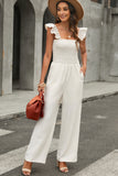 Flutter Sleeve Smocked Wide Leg Jumpsuit