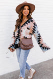 Oversized Aztec Buttons Front Cardigan