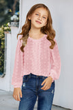 Swiss Dot Lace Splicing Long Sleeve Girl's Blouse