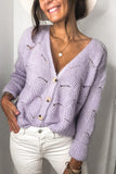 V Shaped Neckline Buttoned Knit Sweater