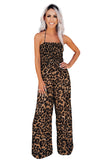 Print Halter Neck Backless Wide Leg Jumpsuit