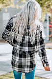 Black Grid Print Boyfriend Shirt Coat