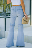 High Waist Pockets Bell Jeans