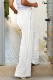 Elastic Waist Pocketed Wide Leg Pants