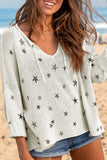 Mini Starfish Embroidery Lightweight Knit Sweater