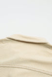 Button Up Pockets Striped Color Block Corduroy Jacket