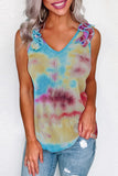 Tie Dye Ruffled V-Neck Tank