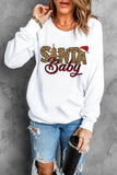 Santa Baby Leopard Plaid Print Pullover Sweatshirt